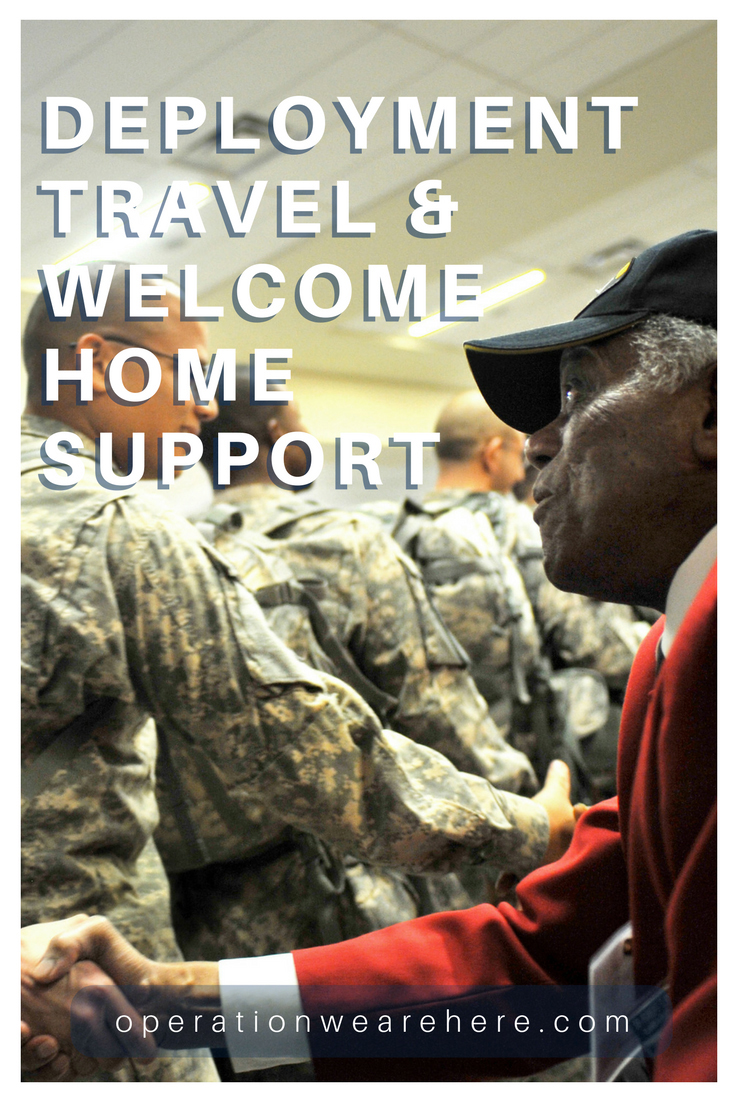 Deployment travel and welcome home support; free Welcome Home banners