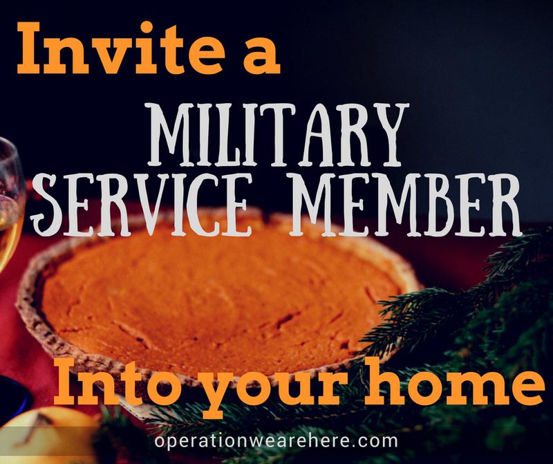 Opportunities to invite a military service member into your home for Thanksgiving.