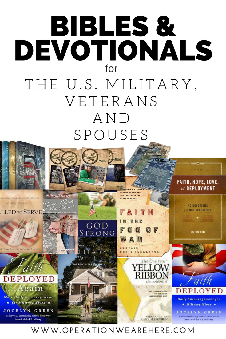 Great list of Bibles & devotionals for the U.S. millitary, veterans and spouses. Some free!